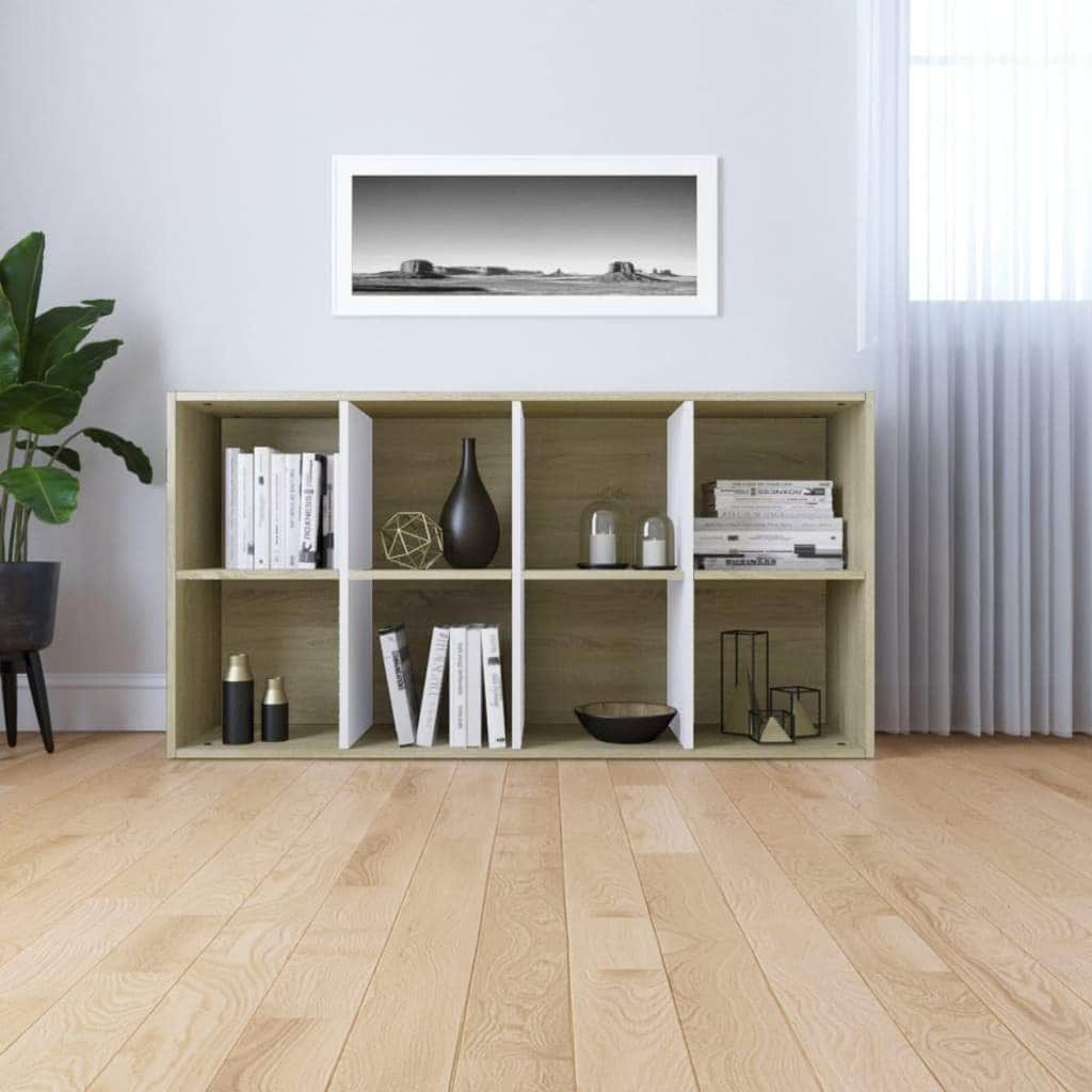 Book Cabinet/Sideboard White and Sonoma Oak Chipboard