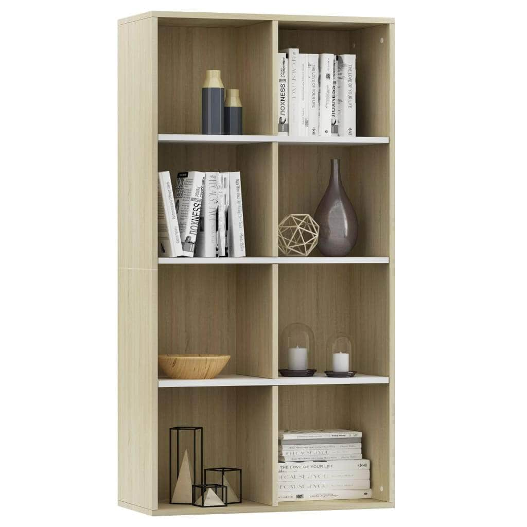 Book Cabinet/Sideboard White and Sonoma Oak Chipboard