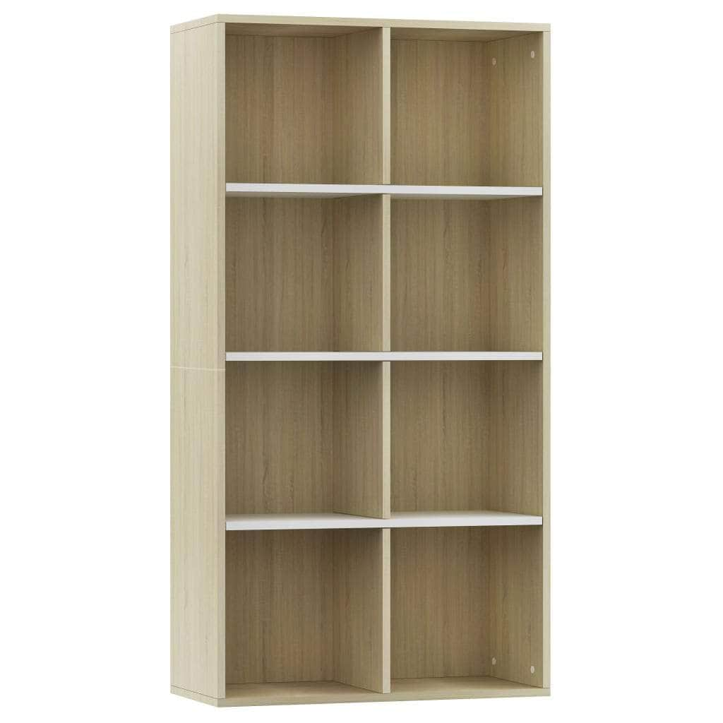 Book Cabinet/Sideboard White and Sonoma Oak Chipboard