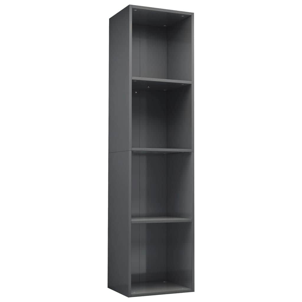 Book Cabinet/TV Cabinet High  Gloss Grey Chipboard