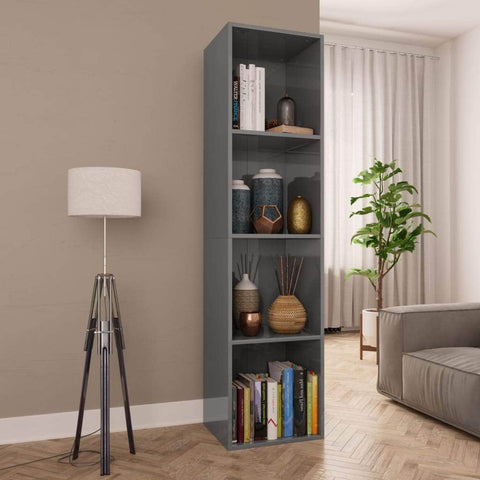 Book Cabinet/TV Cabinet High  Gloss Grey Chipboard