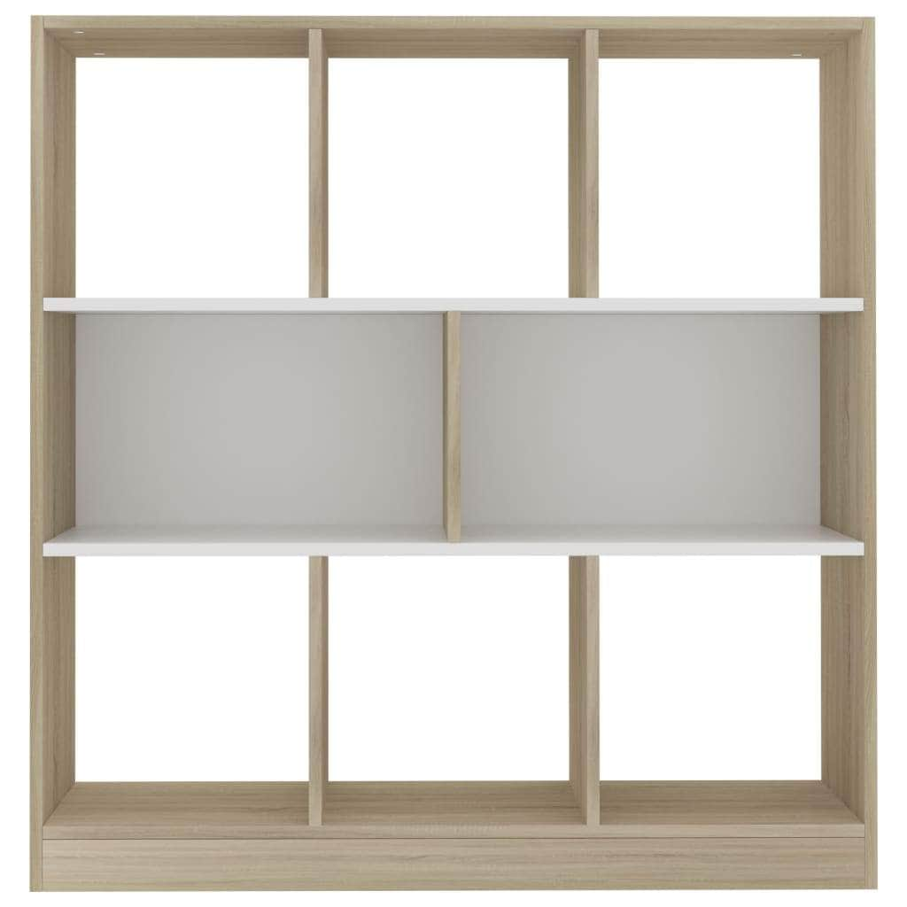 Book Cabinet White and Sonoma Oak Chipboard