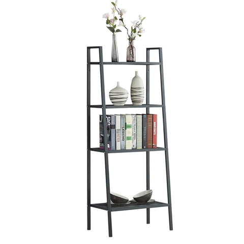 Bookshelf 4 Tier Ladder Shelf Unit Bookcase Black