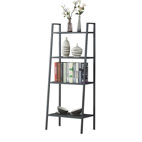 Bookshelf 4 Tier Ladder Shelf Unit Bookcase Black