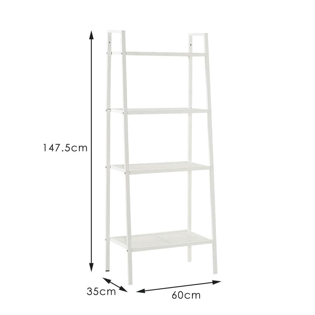 Bookshelf 4 Tier Ladder Shelf Unit Bookcase White