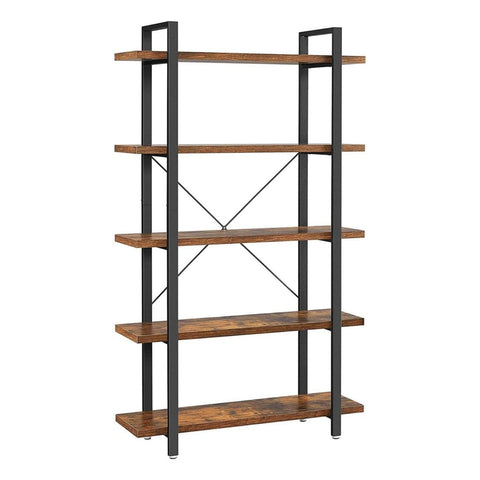 Bookshelf 5-Tier Industrial Stable Bookcase Rustic Brown and Black LLS55BX