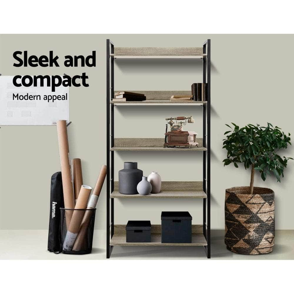 Bookshelf 5 Tiers - Noe Black And Oak