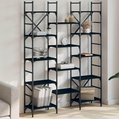 Bookshelf Black Engineered Wood