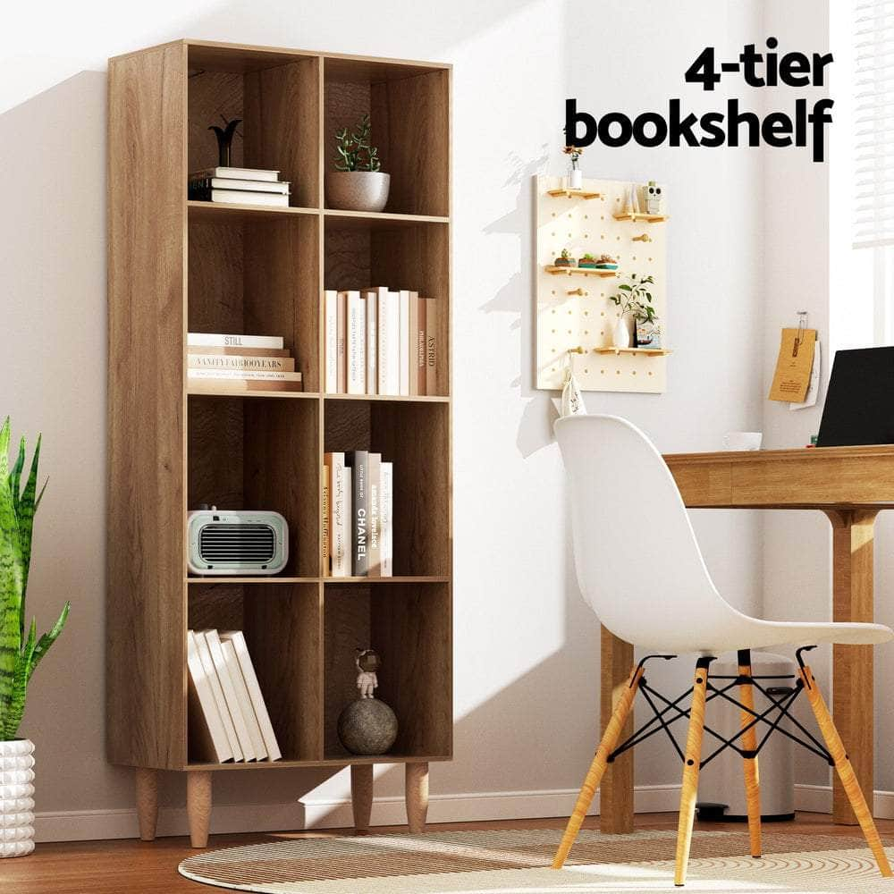 Bookshelf Bookcase 4 Tiers LEOR Walnut