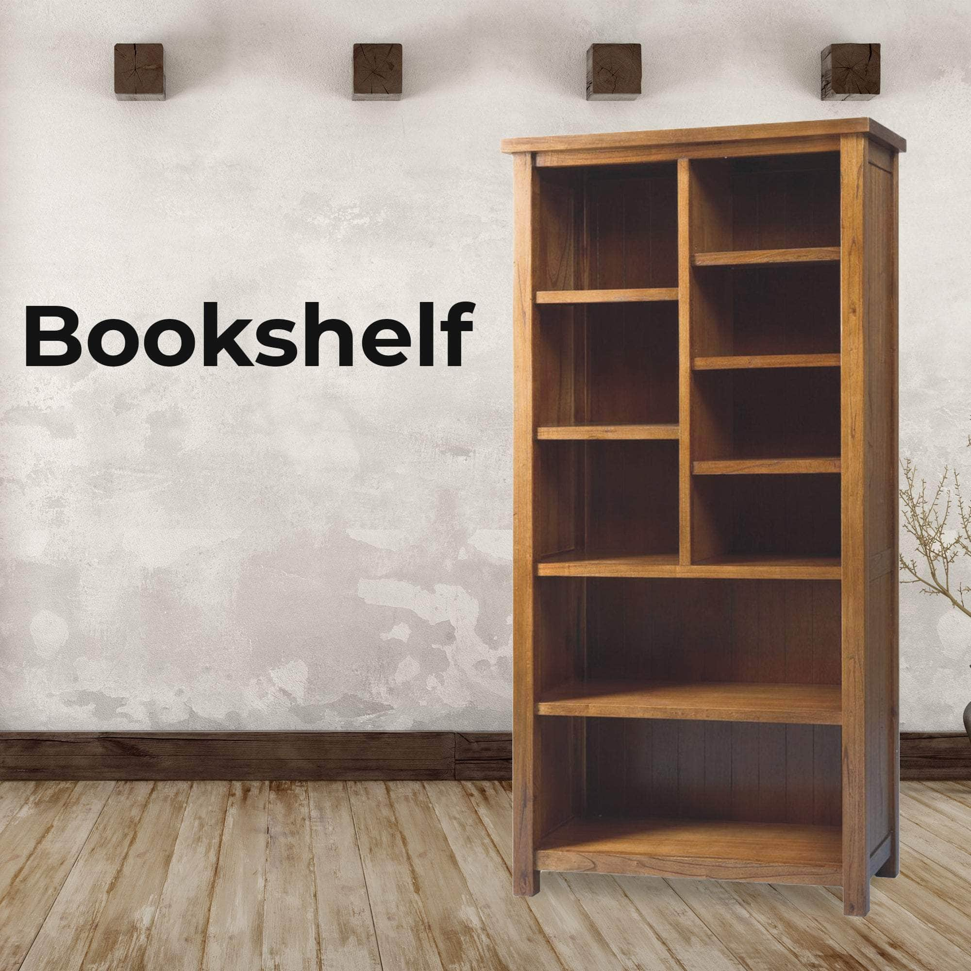 Bookshelf Bookcase Display Unit Solid Mt Ash Timber Wood - Brown