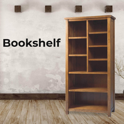 Bookshelf Bookcase Display Unit Solid Mt Ash Timber Wood - Brown