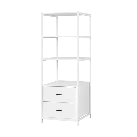 Bookshelf Display Shelf 2 Drawers 152CM White