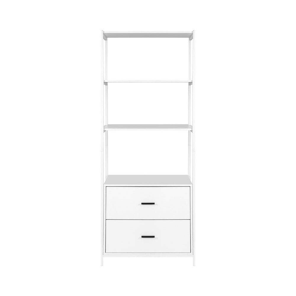 Bookshelf Display Shelf 2 Drawers 152CM White