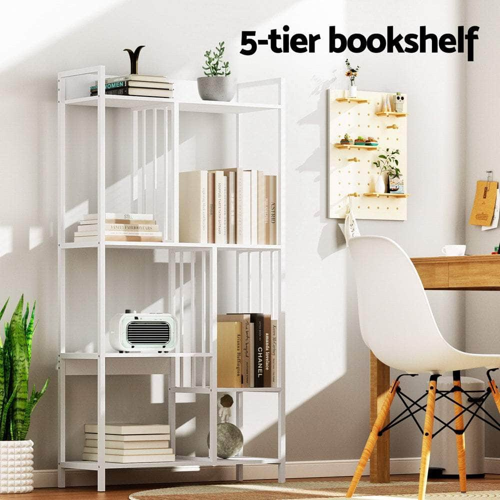 Bookshelf Display Shelves 5 Tiers 120cm White