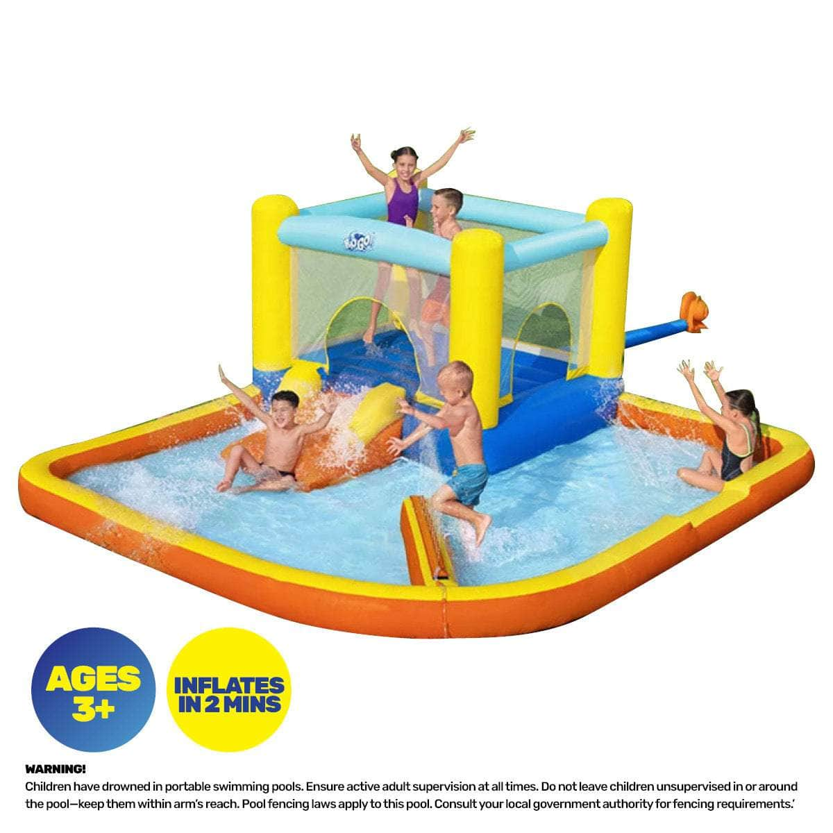 Bounce Water Park Inflatable Pool Slide w Electric Blower