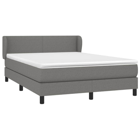 Box Spring Bed with Mattress Dark Grey Double Size Fabric