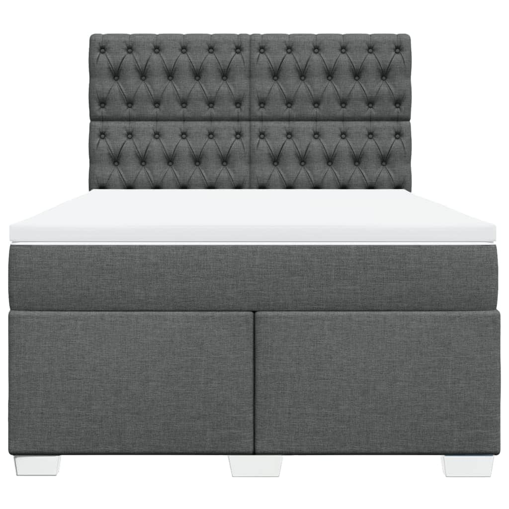 Box Spring Bed with Mattress Dark Grey Queen