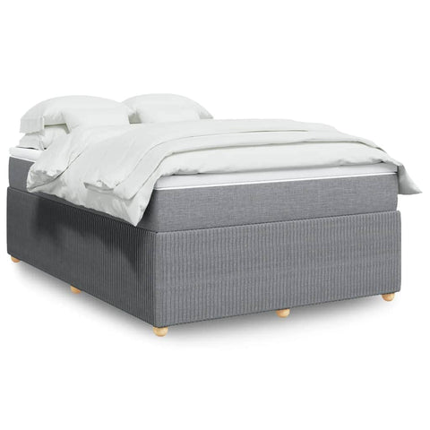 Box Spring Bed with Mattress Dark Grey Queen Fabric