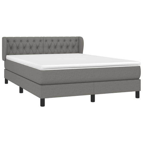 Box Spring Bed with Mattress Dark Grey Queen Size Fabric