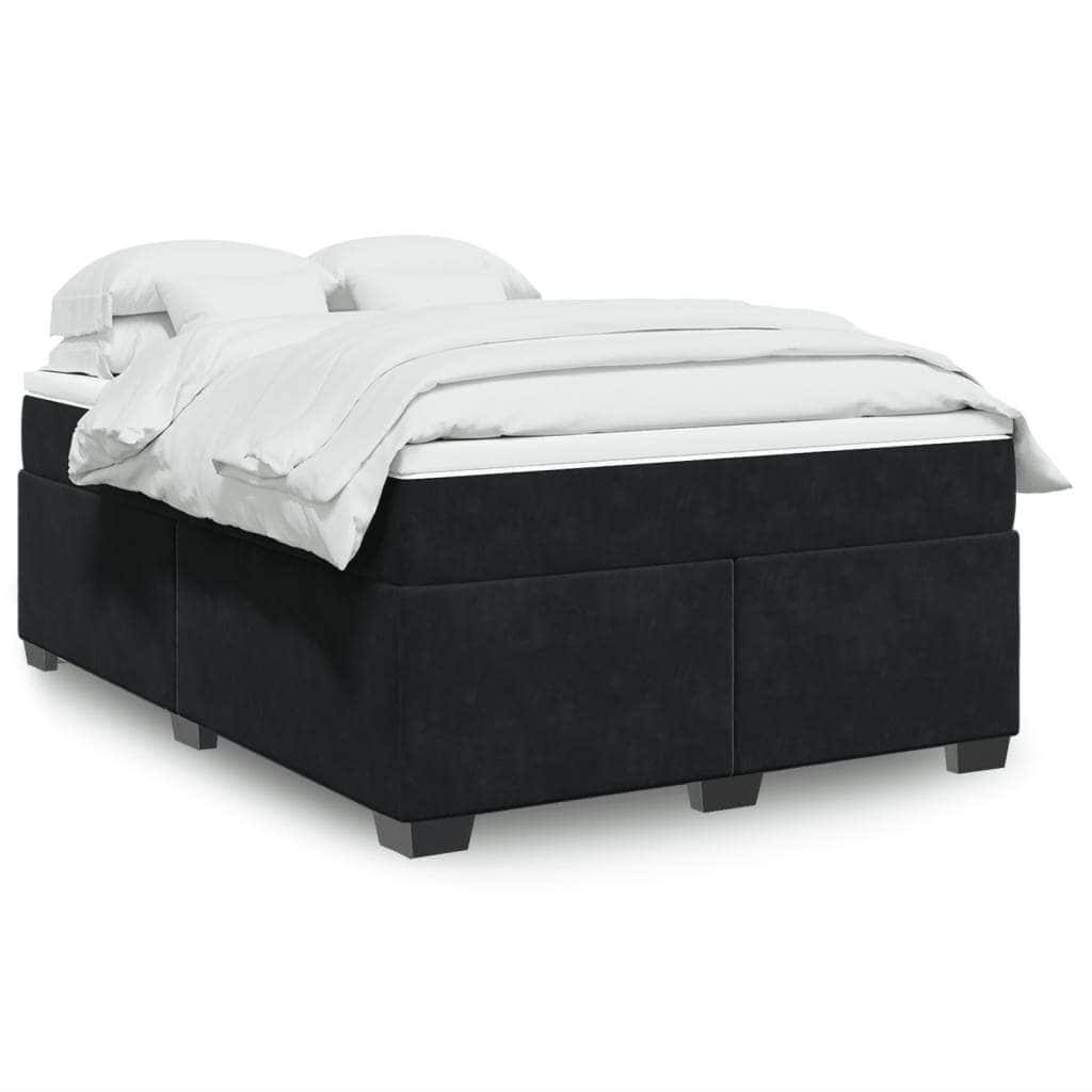 Box Spring Bed with Mattress Queen Velvet