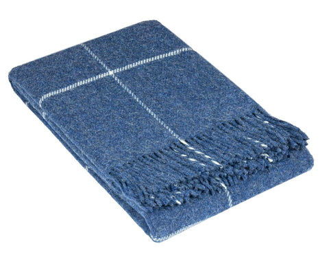 Brighton Throw - 100% Nz Wool -  Navy Stripe