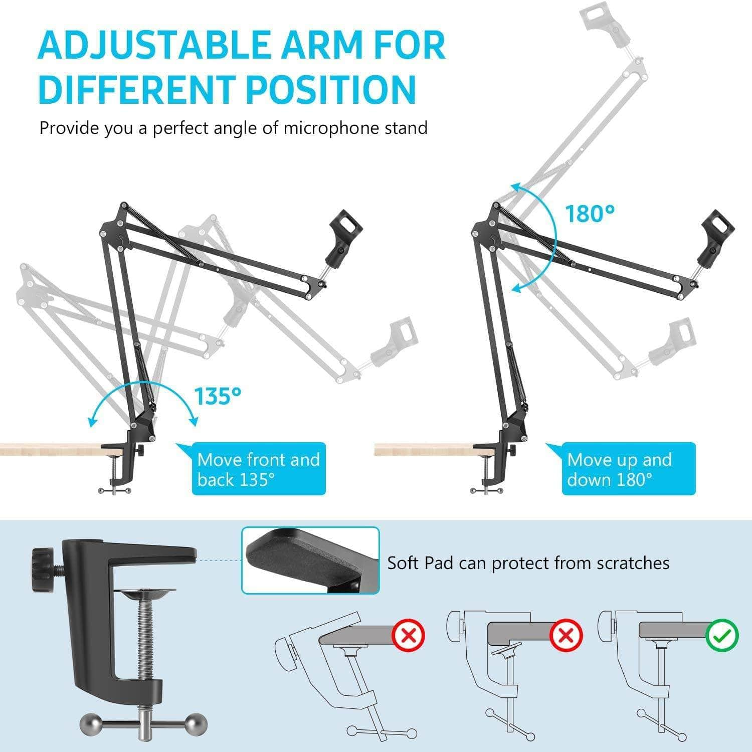 Broadcasting Microphone Stand: Screw Adapter, Windscreen Filter