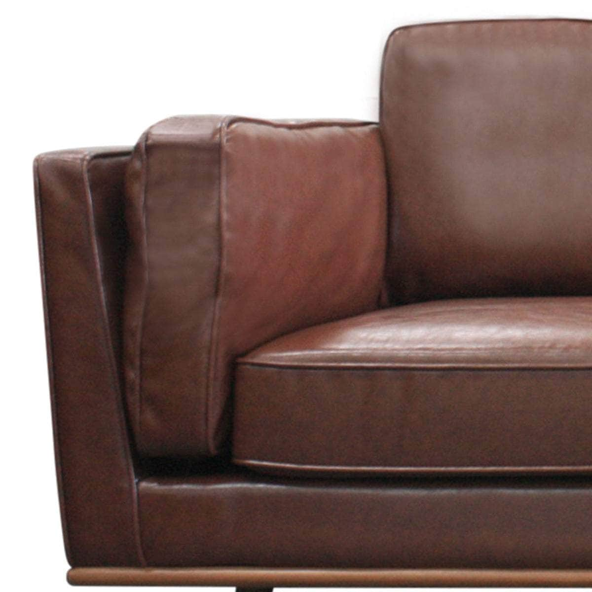 Brown 3-Seater Lounge Sofa With Wooden Frame