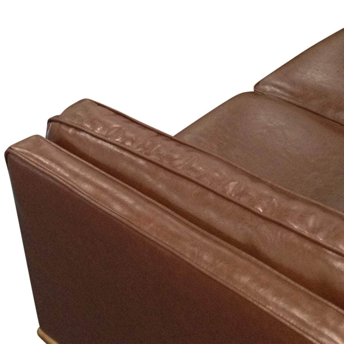 Brown 3-Seater Lounge Sofa With Wooden Frame