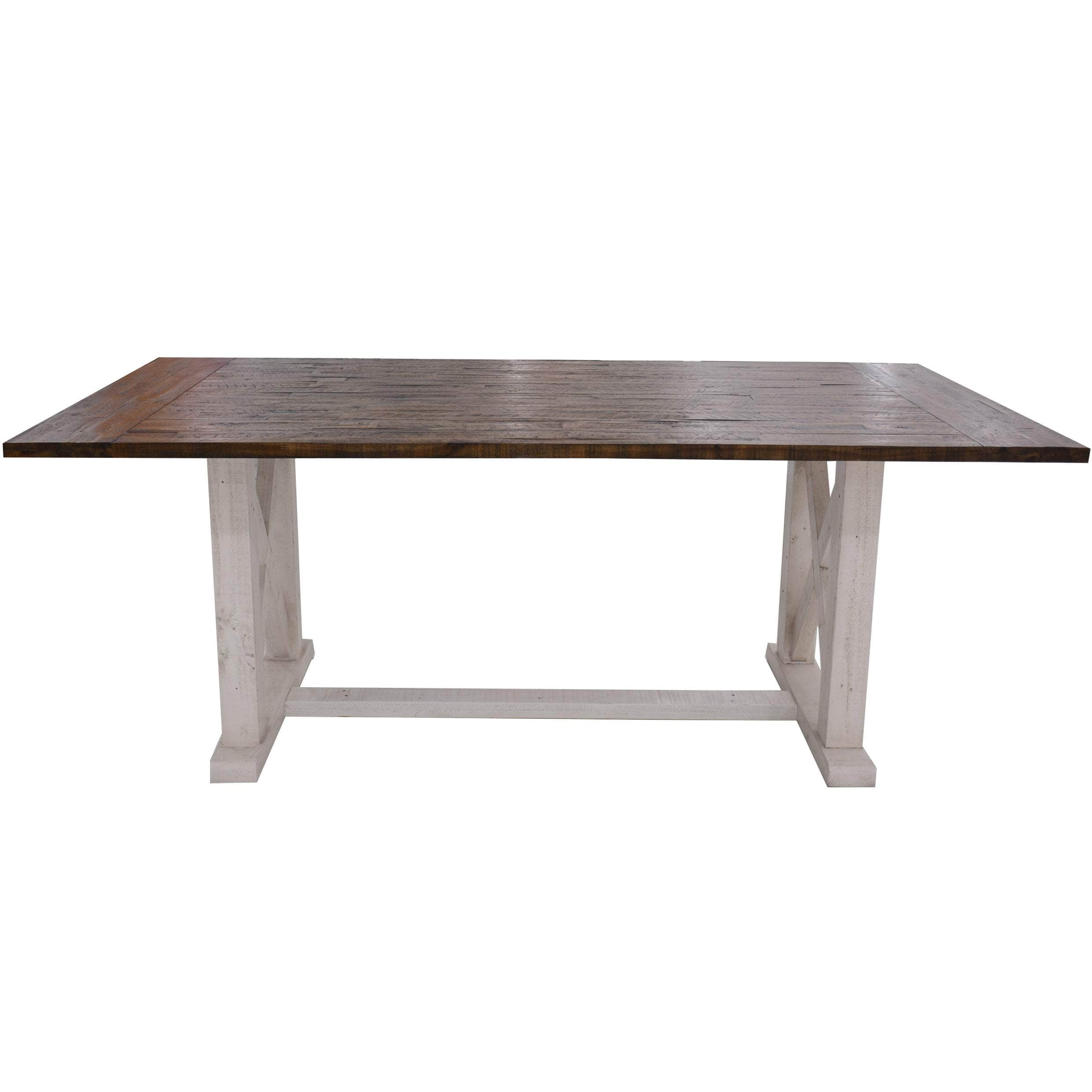 Brown and White Dining Table crafted from 200cm Solid Acacia Timber Wood