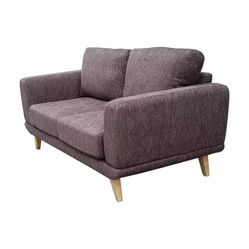 Brown Fabric 2-Seater Sofa With Wooden Frame