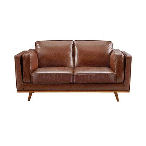 Brown Leather 3+2+1 Seater Sofa With Wooden Frame