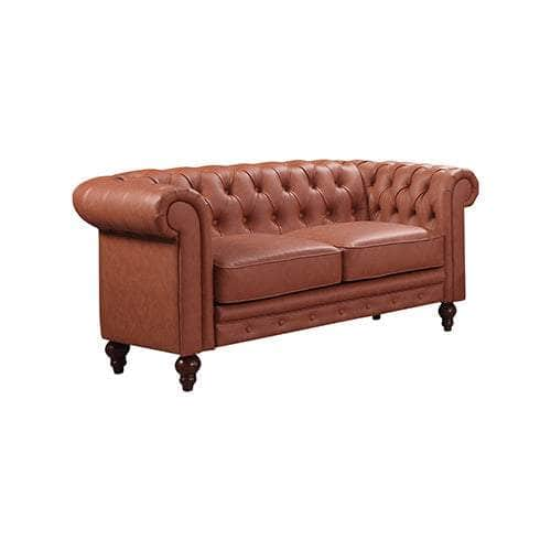 Brown Leather Chesterfield Style Button Tufted 3+2+1 Seater Sofa