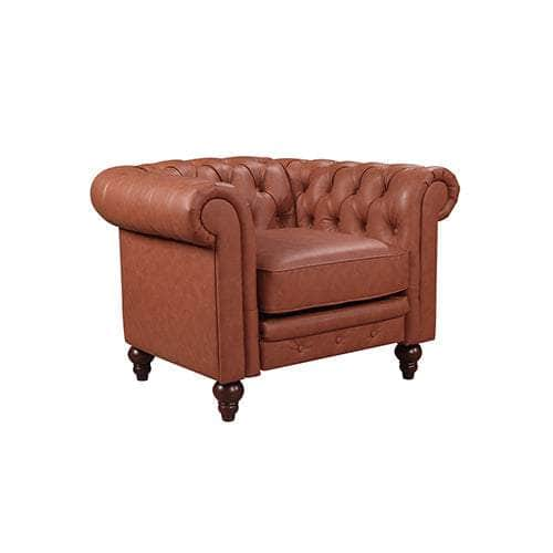 Brown Leather Chesterfield Style Button Tufted 3+2+1 Seater Sofa