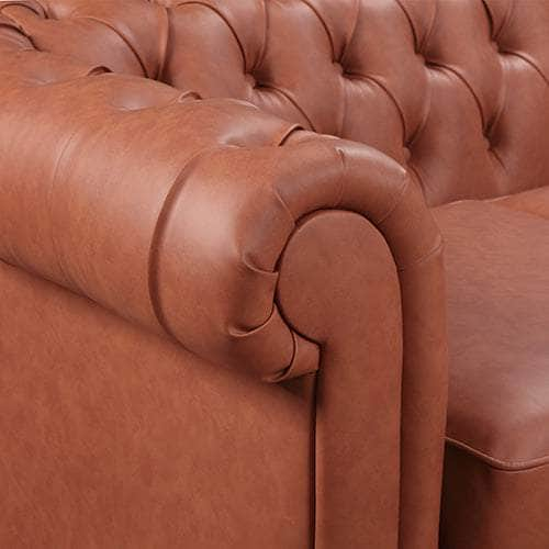 Brown Leather Chesterfield Style Button Tufted 3+2+1 Seater Sofa