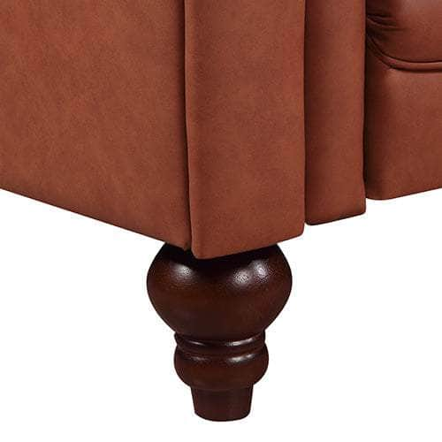 Brown Leather Chesterfield Style Button Tufted 3+2 Seater Sofa