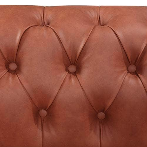 Brown Leather Chesterfield Style Button Tufted 3+2 Seater Sofa