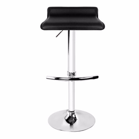 Sleek Black Bar Stools - Leather, Low Back, Adjustable