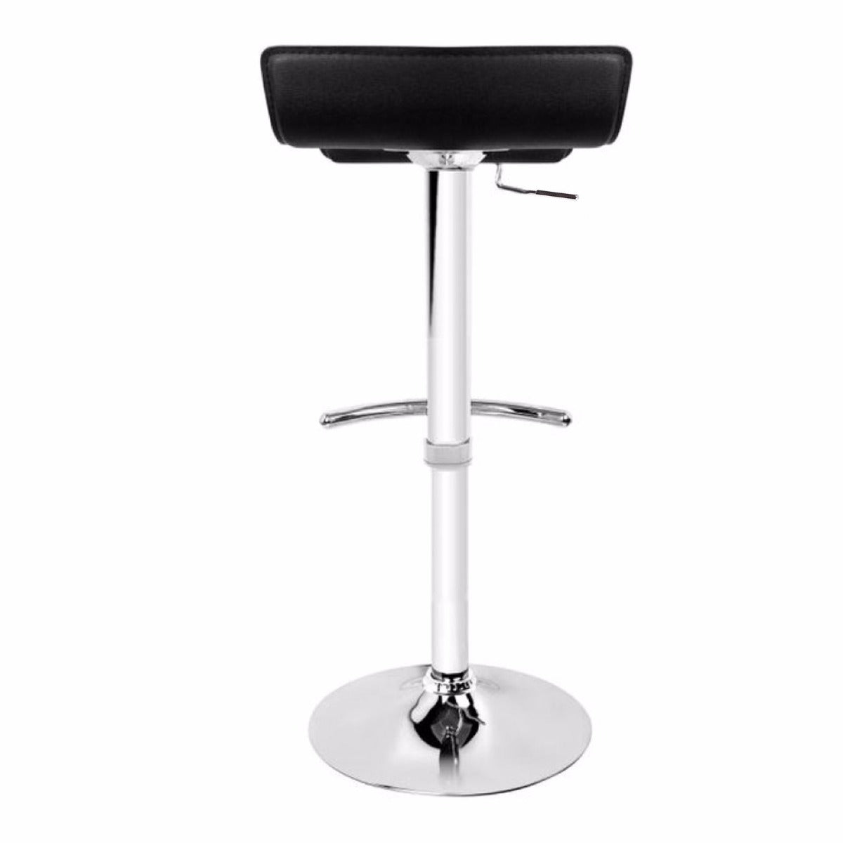 Sleek Black Bar Stools - Leather, Low Back, Adjustable