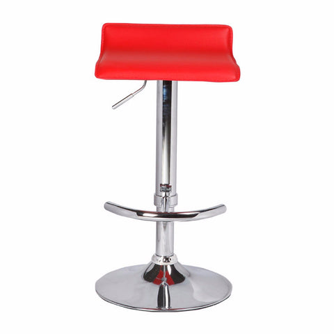 Sleek Red Bar Stools - Leather, Low Back, Adjustable