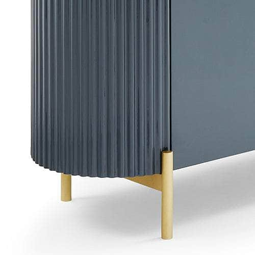 Buffet Mdf Glossy Surface Ceramic Top Dark Blue Storage Cabinet