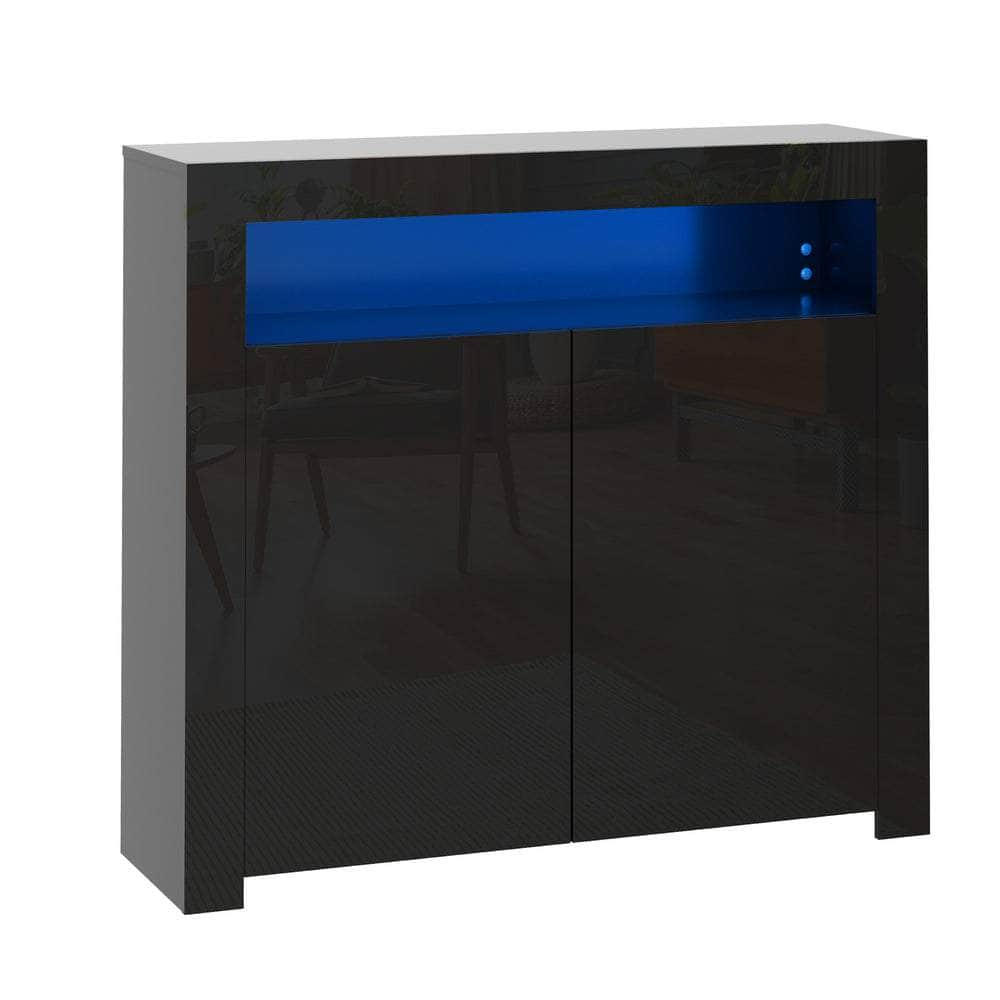 Buffet Sideboard LED RGB High Gloss 2 Doors Black/White