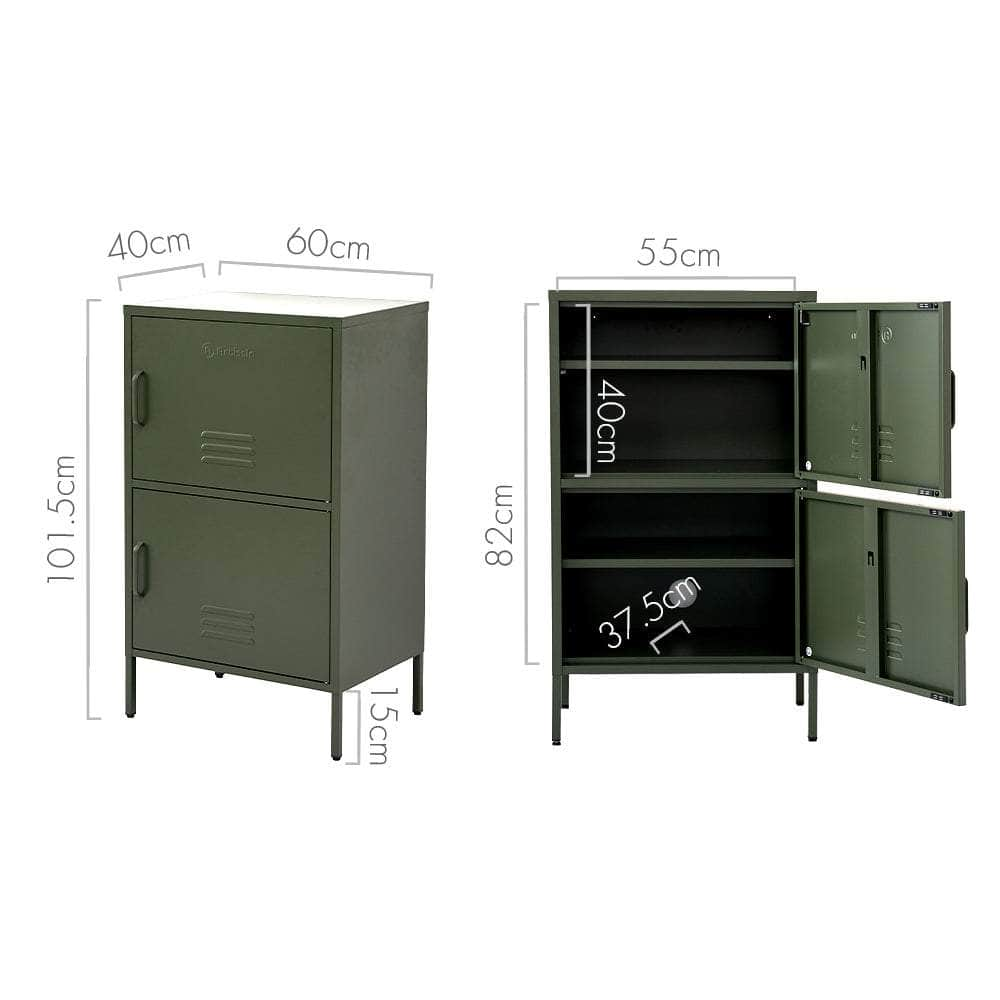 Buffet Sideboard Metal Cabinet - Double Green