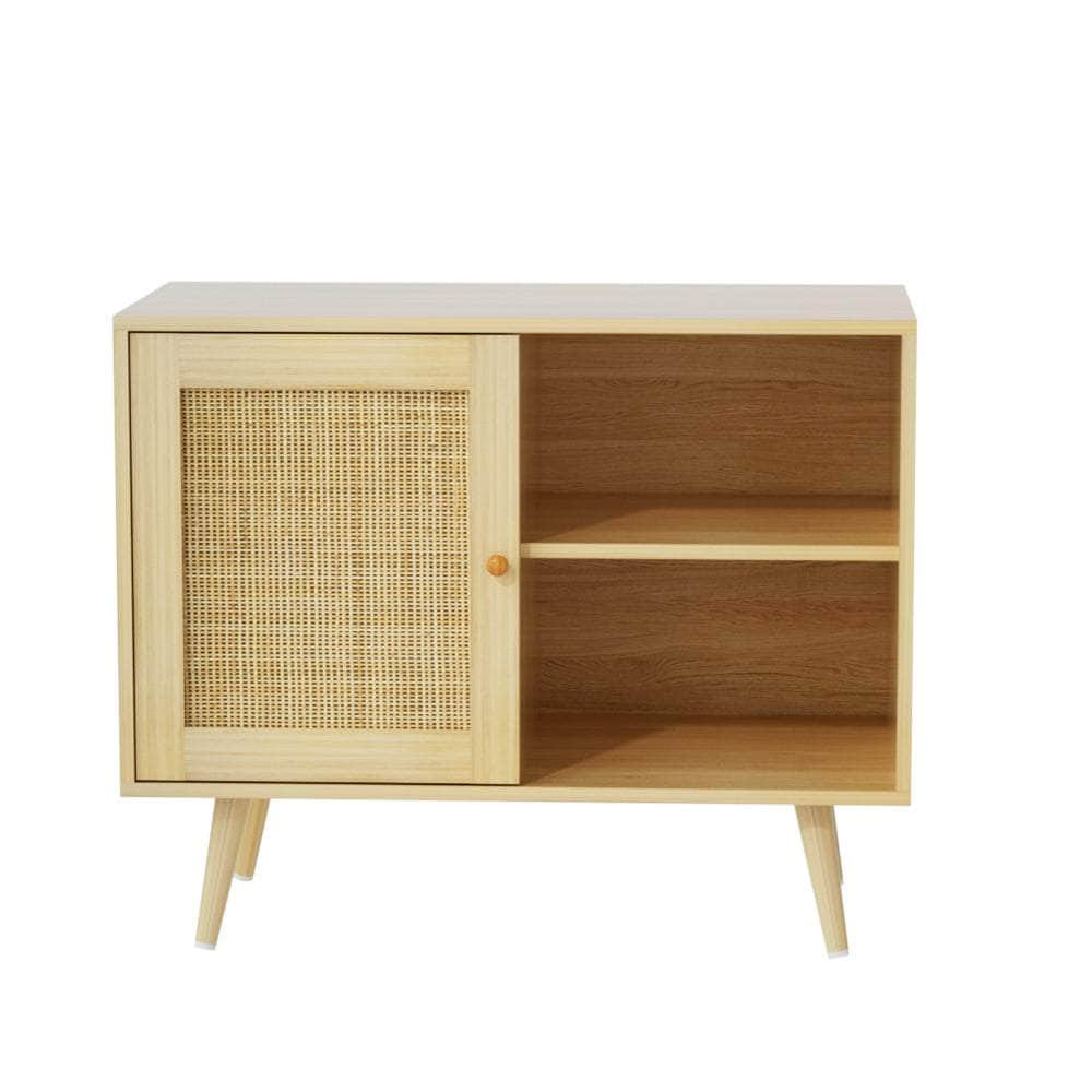 Buffet Sideboard Rattan Cabinet Storage Shelves Hallway Table Kitchen