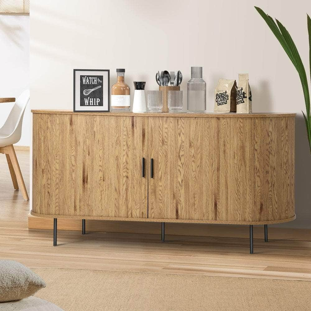 Buffet Sideboard Sliding Doors Pantry Cabinet Natural