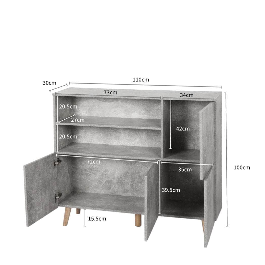 Buffet Sideboard Storage Cabinet Grey