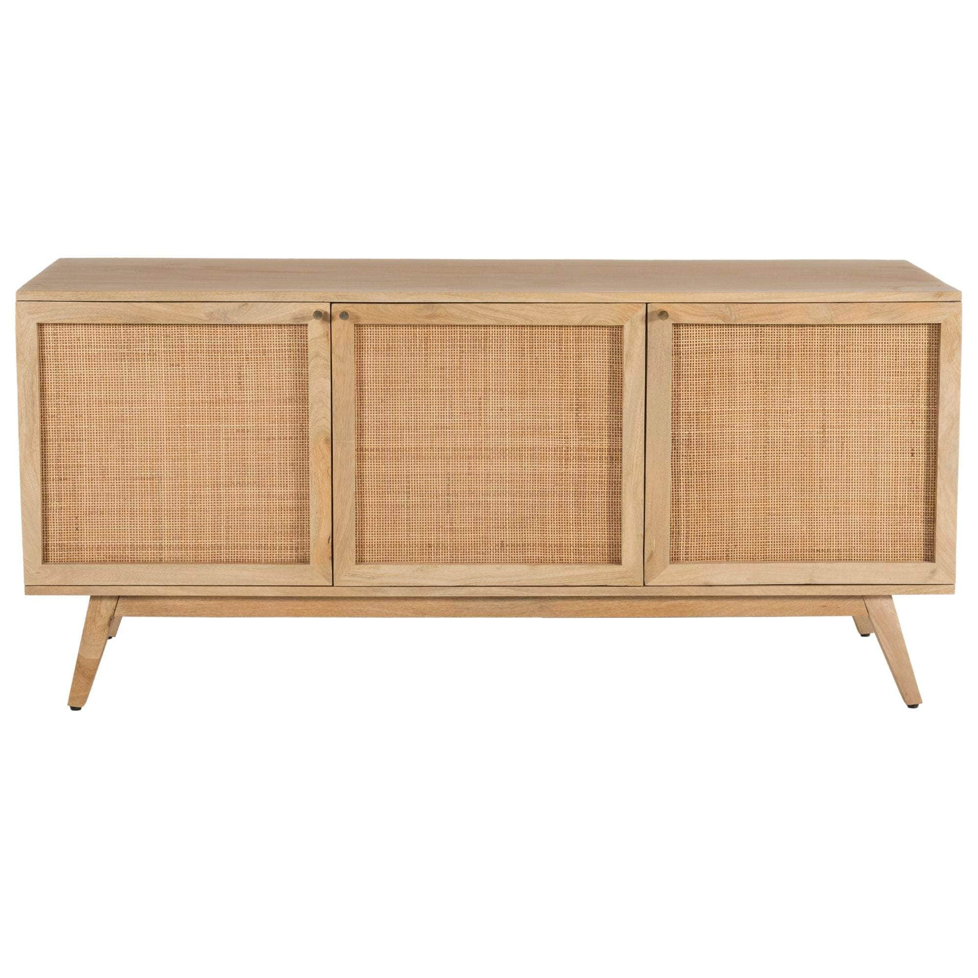 Buffet Table 150Cm 3 Door Solid Mango Wood Storage Cabinet Natural