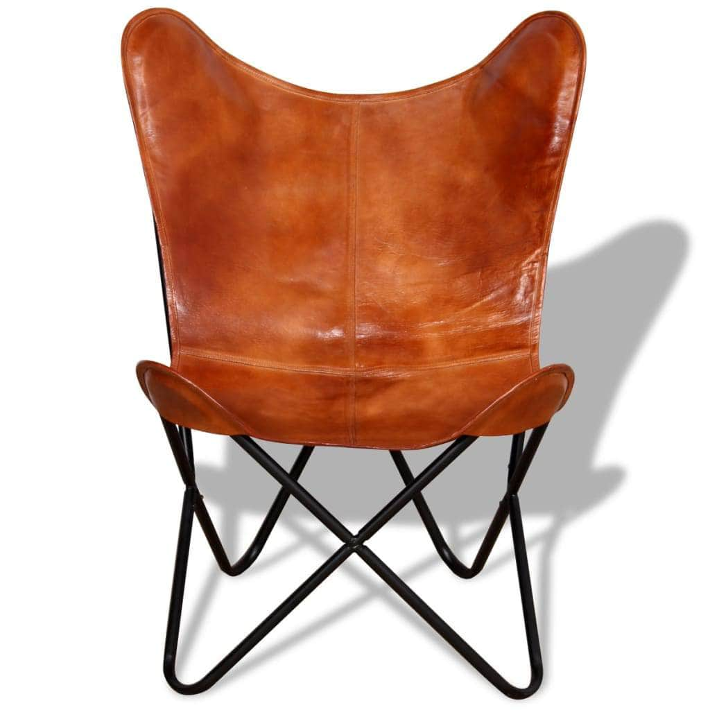 Butterfly Chair Brown Real Leather