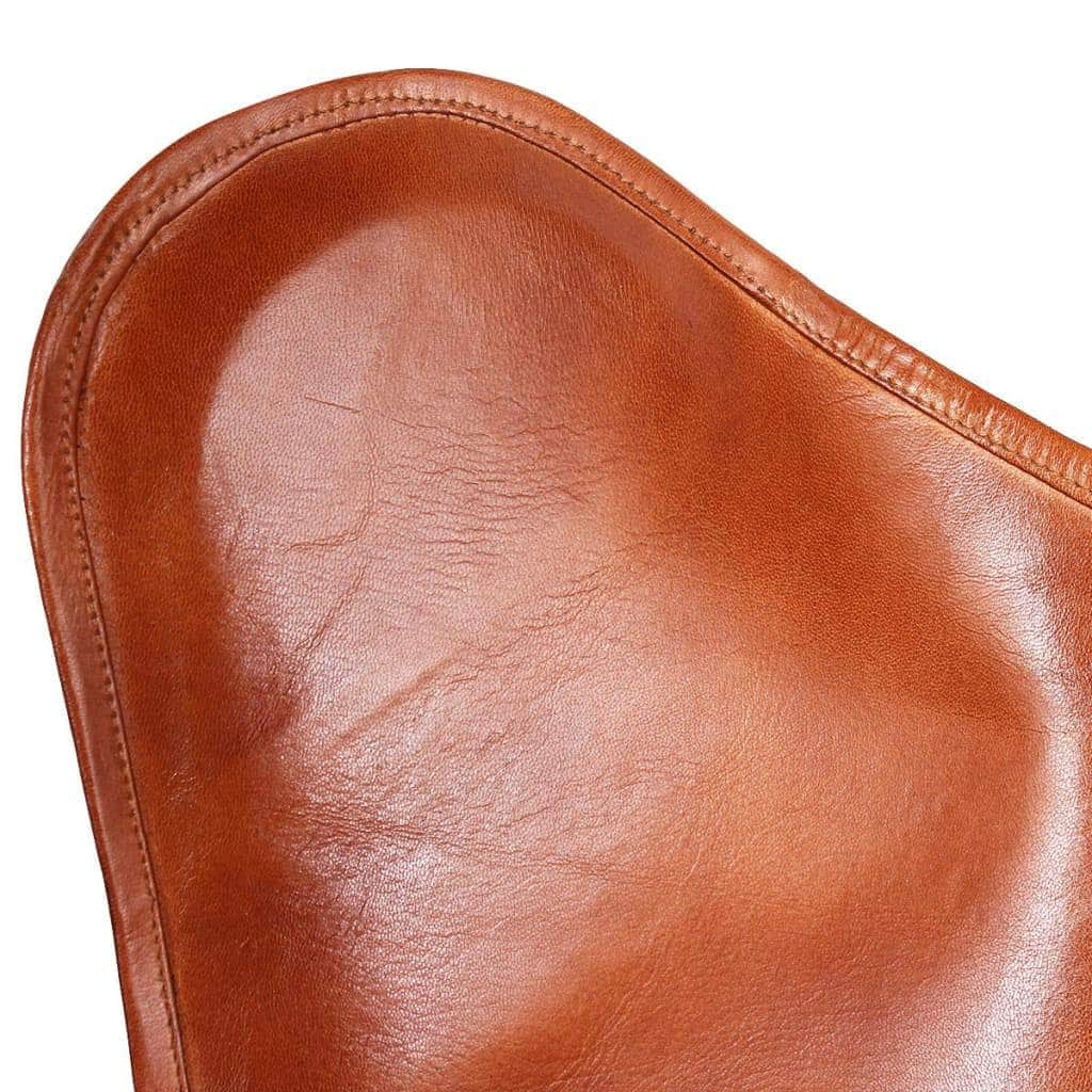 Butterfly Chair Brown Real Leather