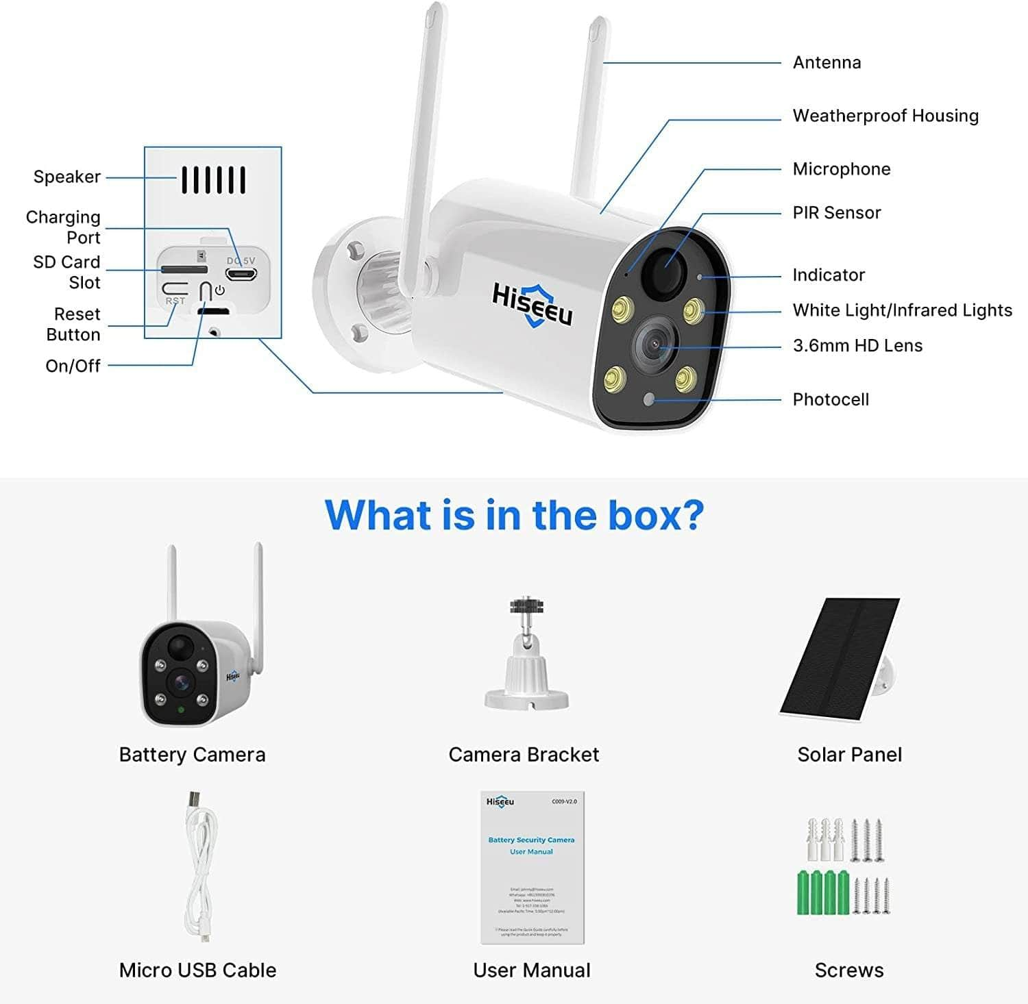 C40 Indoor/Outdoor Wifi Battery Camera With Solar Panel