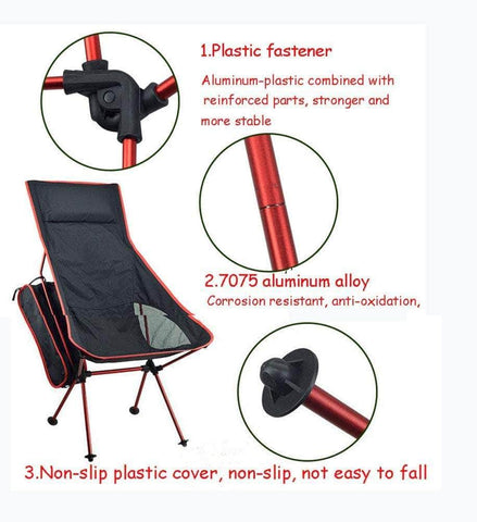 Camping Chair Folding High Back Backpacking Chair With Headrest, Lightweight Portable